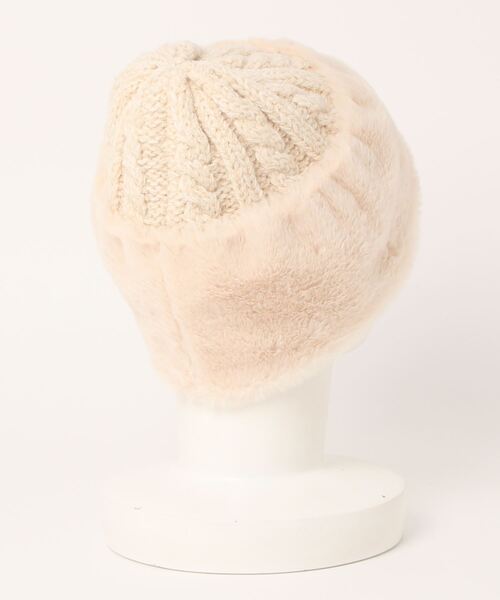Samansa Mos2(サマンサ モスモス)の「ファーニットコンビワッチ(ニットキャップ/ビーニー・レディース・ブラウン/オフホワイト/モカ・フリ-)」の5枚目の写真