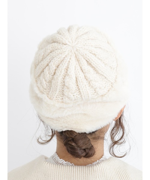 Samansa Mos2(サマンサ モスモス)の「ファーニットコンビワッチ(ニットキャップ/ビーニー・レディース・ブラウン/オフホワイト/モカ・フリ-)」の10枚目の写真