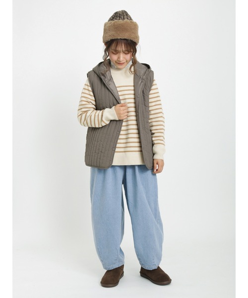 Samansa Mos2(サマンサ モスモス)の「ファーニットコンビワッチ(ニットキャップ/ビーニー・レディース・ブラウン/オフホワイト/モカ・フリ-)」の11枚目の写真