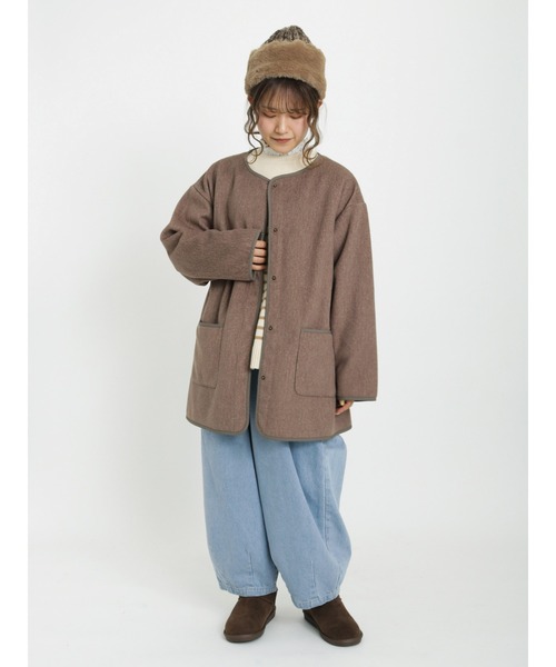 Samansa Mos2(サマンサ モスモス)の「ファーニットコンビワッチ(ニットキャップ/ビーニー・レディース・ブラウン/オフホワイト/モカ・フリ-)」の12枚目の写真