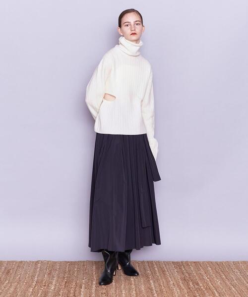 AEWEN MATOPH イウエンマトフ リブウエストスリットタートルネック ニット   8713-275-0040 ホワイト ウール×カシミヤ レディース AEWEN MATOPH イウエンマトフ リブウエストスリット