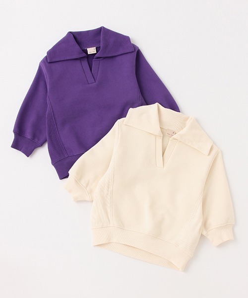 petit main（プティマイン）の「【リンク】セーラートレーナー(キッズ)（スウェット・キッズ・パープル/アイボリー・100cm/130cm/110cm/120cm/90cm）」の8枚目の写真