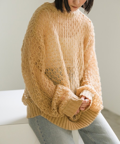 select MOCA（セレクトモカ）の「hemp leaf looseknit（ニット/セーター・レディース・ベージュ/アイボリー/ブラック/ブルー・FREE）」の3枚目の写真