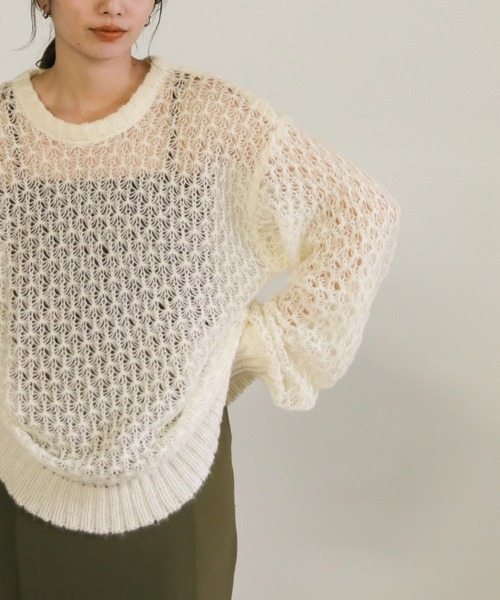 select MOCA（セレクトモカ）の「hemp leaf looseknit（ニット/セーター・レディース・ベージュ/アイボリー/ブラック/ブルー・FREE）」の17枚目の写真