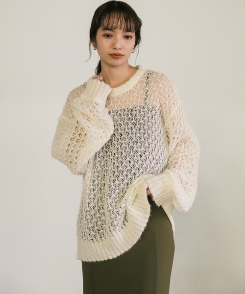 select MOCA（セレクトモカ）の「hemp leaf looseknit（ニット/セーター・レディース・ベージュ/アイボリー/ブラック/ブルー・FREE）」の19枚目の写真