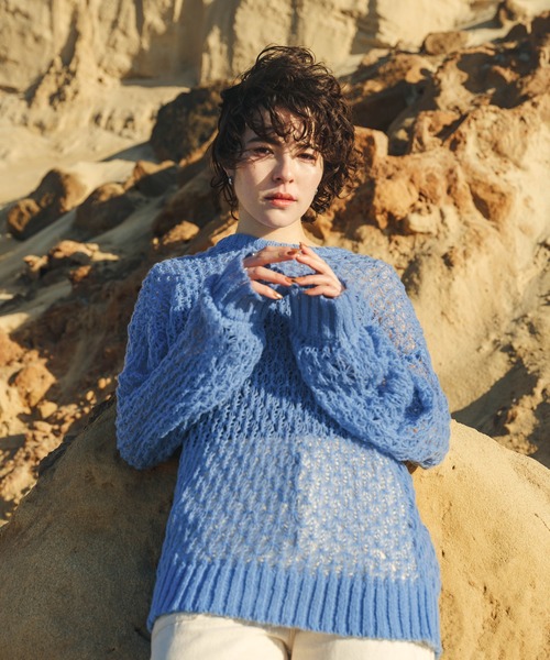 select MOCA（セレクトモカ）の「hemp leaf looseknit（ニット/セーター・レディース・ベージュ/アイボリー/ブラック/ブルー・FREE）」の6枚目の写真