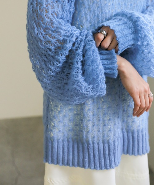 select MOCA（セレクトモカ）の「hemp leaf looseknit（ニット/セーター・レディース・ベージュ/アイボリー/ブラック/ブルー・FREE）」の9枚目の写真