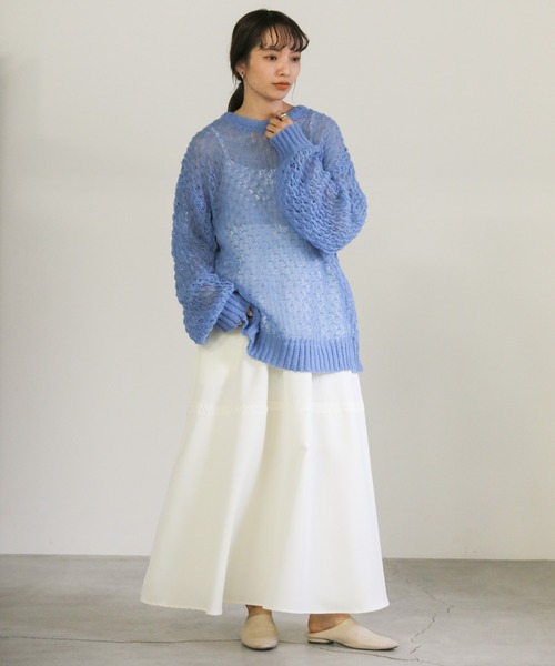 select MOCA（セレクトモカ）の「hemp leaf looseknit（ニット/セーター・レディース・ベージュ/アイボリー/ブラック/ブルー・FREE）」の13枚目の写真