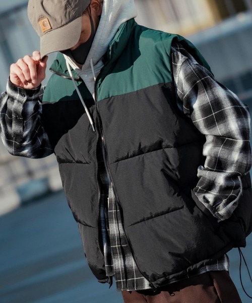 improves（インプローブス）の「パネル切替 フェイク ダウンベスト（ダウンベスト・メンズ・ネイビー/グリーン/ブラック・MEDIUM/LARGE）」の2枚目の写真