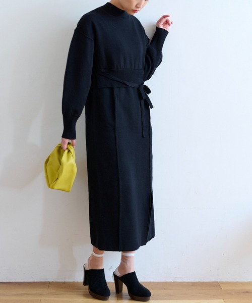 FREE'S MART(フリーズマート)の「◆セットアップ風ニットワンピース(ワンピース・レディース・ベージュ/ブラック/グリーン・FREE)」の4枚目の写真