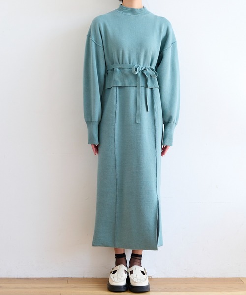 FREE'S MART(フリーズマート)の「◆セットアップ風ニットワンピース(ワンピース・レディース・ベージュ/ブラック/グリーン・FREE)」の14枚目の写真