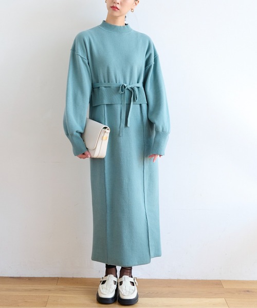 FREE'S MART(フリーズマート)の「◆セットアップ風ニットワンピース(ワンピース・レディース・ベージュ/ブラック/グリーン・FREE)」の9枚目の写真