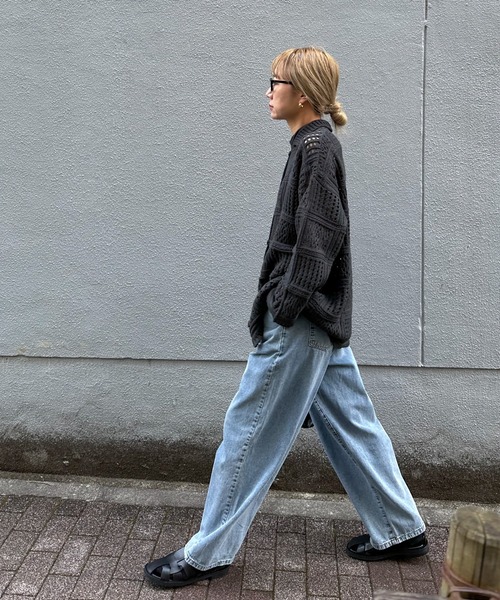 feepur（フェピュール）の「【ハンドウォッシャブル】パターンクロシェニットシャツ（カーディガン/ボレロ・レディース・アイボリー/ブラック/オリーブ・MEDIUM）」の19枚目の写真