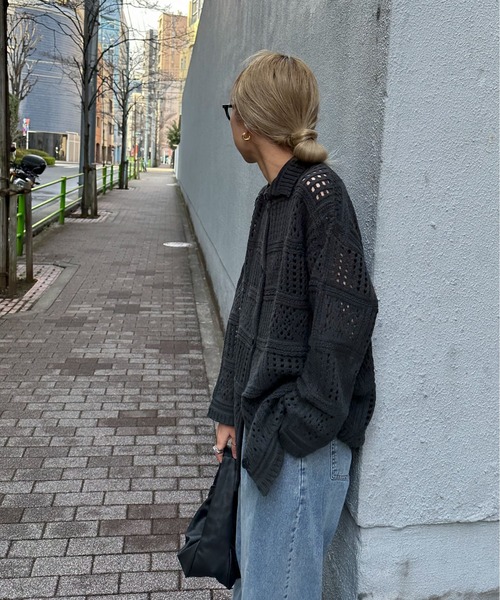 feepur（フェピュール）の「【ハンドウォッシャブル】パターンクロシェニットシャツ（カーディガン/ボレロ・レディース・アイボリー/ブラック/オリーブ・MEDIUM）」の20枚目の写真