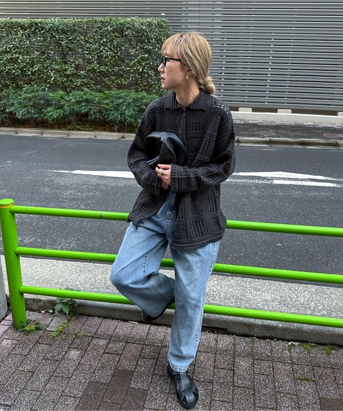 feepur（フェピュール）の「【ハンドウォッシャブル】パターンクロシェニットシャツ（カーディガン/ボレロ・レディース・アイボリー/ブラック/オリーブ・MEDIUM）」の18枚目の写真