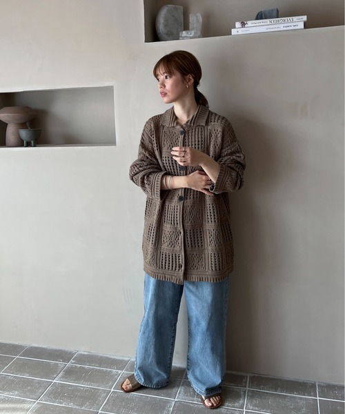 feepur（フェピュール）の「【ハンドウォッシャブル】パターンクロシェニットシャツ（カーディガン/ボレロ・レディース・アイボリー/ブラック/オリーブ・MEDIUM）」の22枚目の写真