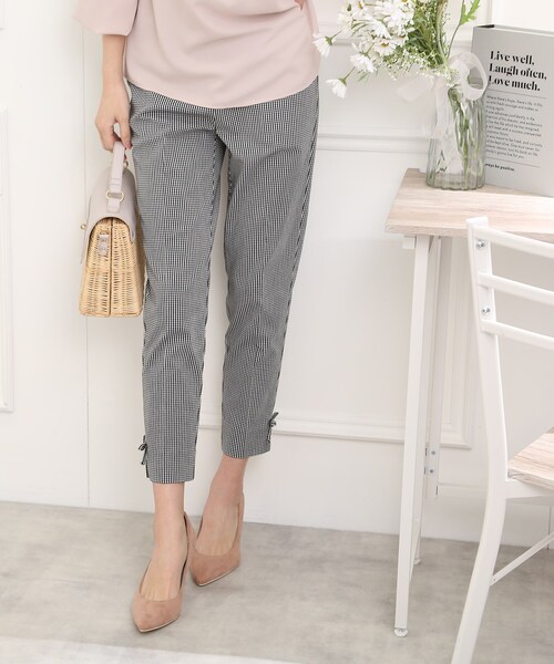 couture brooch（クチュールブローチ）の「【ラクチンきれい見えパンツ】リボンハイパーストレッチパンツ（その他パンツ・レディース・ネイビー/ブラック系1/ライトグレー/ブラック/ダークオリーブ/ブラック系7/ネイビー系・36/38/42/34/40）」の3枚目の写真