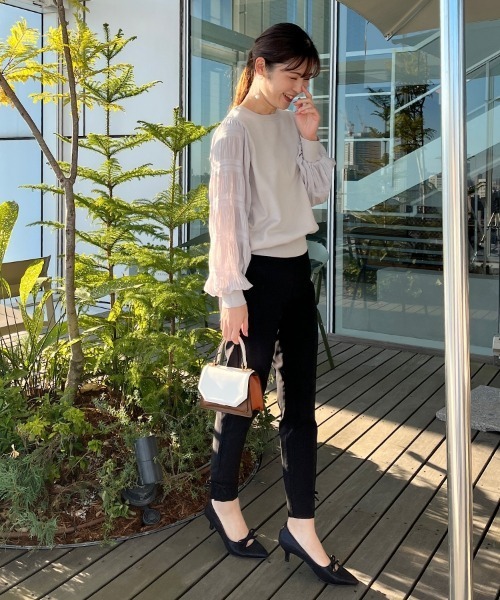 couture brooch（クチュールブローチ）の「【ラクチンきれい見えパンツ】リボンハイパーストレッチパンツ（その他パンツ・レディース・ネイビー/ブラック系1/ライトグレー/ブラック/ダークオリーブ/ブラック系7/ネイビー系・36/38/42/34/40）」の18枚目の写真