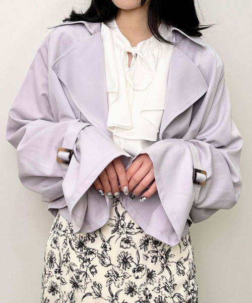 INGNI（イング）の「ショート丈トレンチコート（トレンチコート・レディース・ライトベージュ/ラベンダー/ベージュ・M）」の16枚目の写真