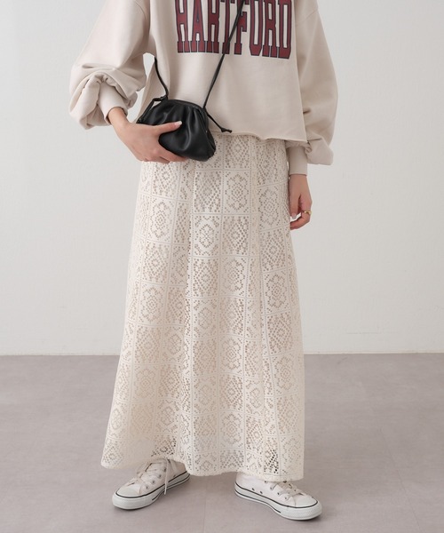 CIAOPANIC TYPY(チャオパニックティピー)の「ボックスレーススカート(スカート・レディース・ブラック/オフホワイト・ONE SIZE)」の2枚目の写真