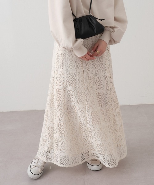 CIAOPANIC TYPY(チャオパニックティピー)の「ボックスレーススカート(スカート・レディース・ブラック/オフホワイト・ONE SIZE)」の3枚目の写真