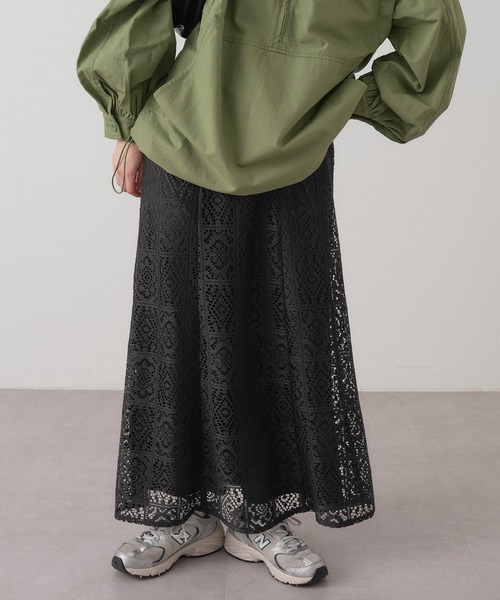 CIAOPANIC TYPY(チャオパニックティピー)の「ボックスレーススカート(スカート・レディース・ブラック/オフホワイト・ONE SIZE)」の14枚目の写真