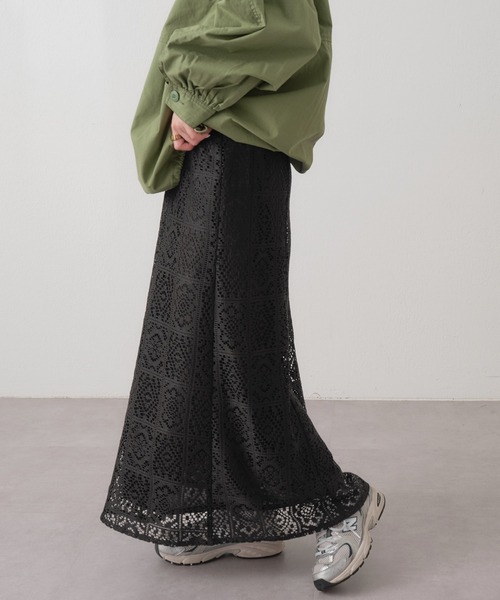 CIAOPANIC TYPY(チャオパニックティピー)の「ボックスレーススカート(スカート・レディース・ブラック/オフホワイト・ONE SIZE)」の10枚目の写真