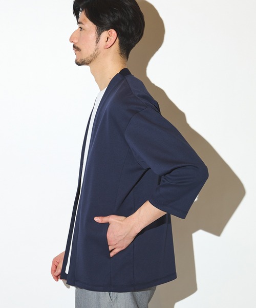 UNION STATION（ユニオンステーション）の「カットカルゼ7分袖ボタンレスカーディガン（カーディガン/ボレロ・メンズ・ブラック/ネイビー/ベージュ・LL/M/L）」の6枚目の写真