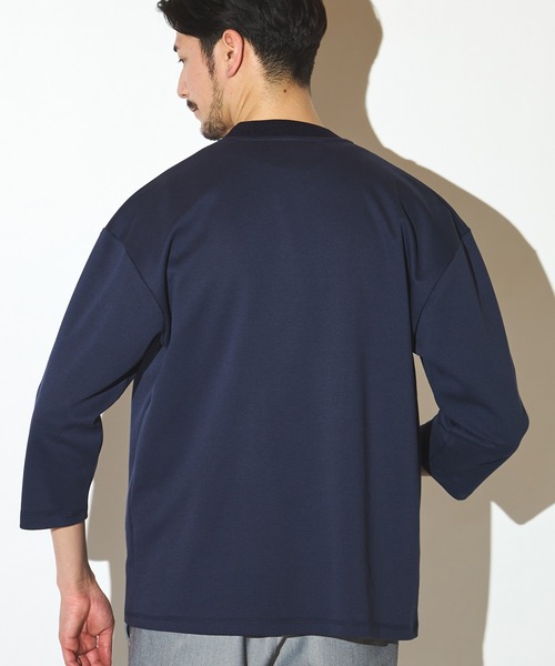 UNION STATION（ユニオンステーション）の「カットカルゼ7分袖ボタンレスカーディガン（カーディガン/ボレロ・メンズ・ブラック/ネイビー/ベージュ・LL/M/L）」の7枚目の写真