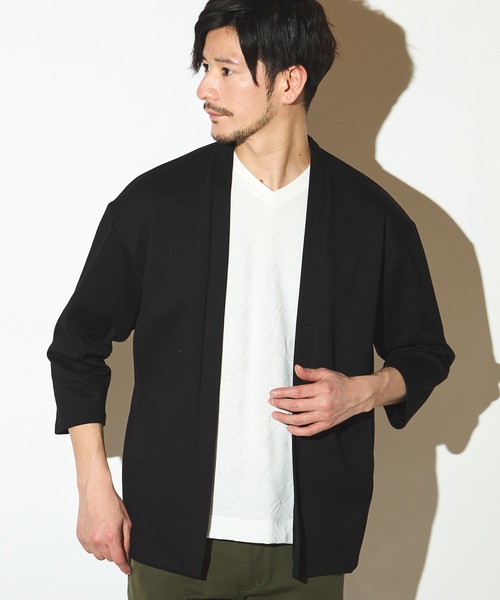 UNION STATION（ユニオンステーション）の「カットカルゼ7分袖ボタンレスカーディガン（カーディガン/ボレロ・メンズ・ブラック/ネイビー/ベージュ・LL/M/L）」の8枚目の写真