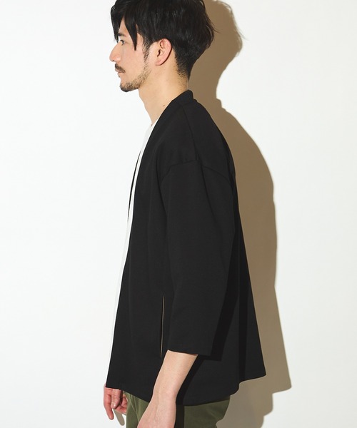 UNION STATION（ユニオンステーション）の「カットカルゼ7分袖ボタンレスカーディガン（カーディガン/ボレロ・メンズ・ブラック/ネイビー/ベージュ・LL/M/L）」の9枚目の写真