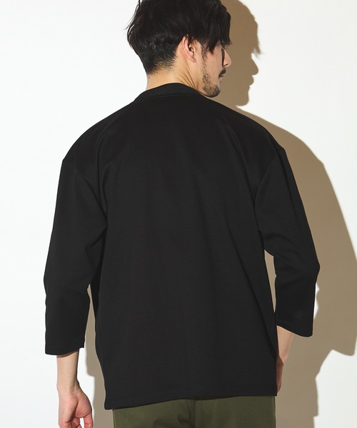 UNION STATION（ユニオンステーション）の「カットカルゼ7分袖ボタンレスカーディガン（カーディガン/ボレロ・メンズ・ブラック/ネイビー/ベージュ・LL/M/L）」の10枚目の写真