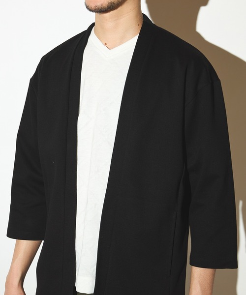 UNION STATION（ユニオンステーション）の「カットカルゼ7分袖ボタンレスカーディガン（カーディガン/ボレロ・メンズ・ブラック/ネイビー/ベージュ・LL/M/L）」の11枚目の写真