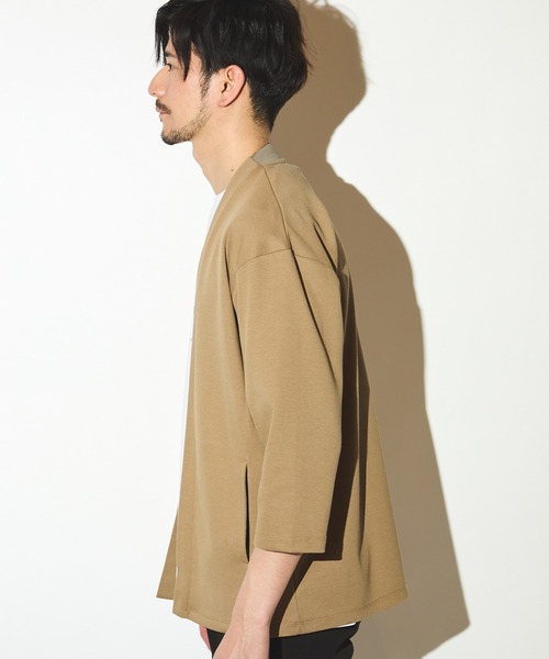 UNION STATION（ユニオンステーション）の「カットカルゼ7分袖ボタンレスカーディガン（カーディガン/ボレロ・メンズ・ブラック/ネイビー/ベージュ・LL/M/L）」の16枚目の写真