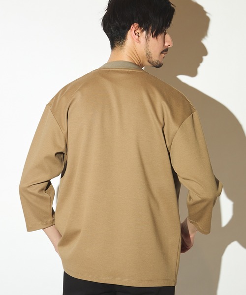 UNION STATION（ユニオンステーション）の「カットカルゼ7分袖ボタンレスカーディガン（カーディガン/ボレロ・メンズ・ブラック/ネイビー/ベージュ・LL/M/L）」の17枚目の写真