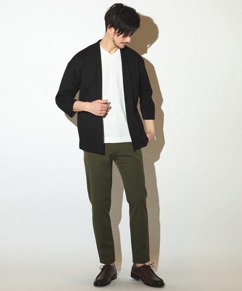 UNION STATION（ユニオンステーション）の「カットカルゼ7分袖ボタンレスカーディガン（カーディガン/ボレロ・メンズ・ブラック/ネイビー/ベージュ・LL/M/L）」の20枚目の写真