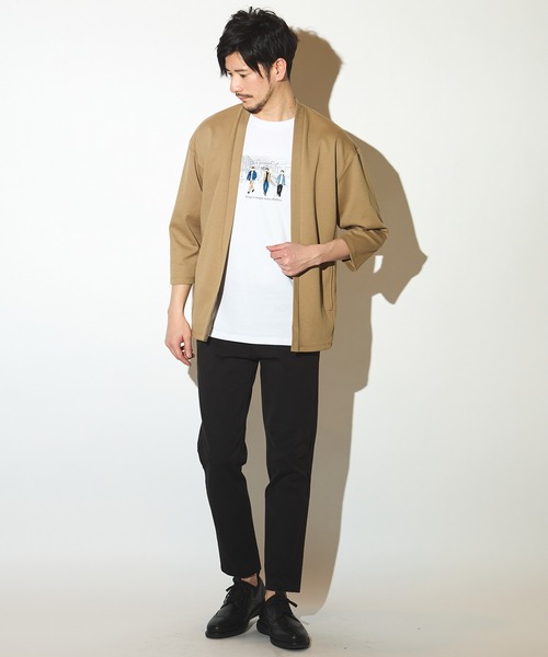 UNION STATION（ユニオンステーション）の「カットカルゼ7分袖ボタンレスカーディガン（カーディガン/ボレロ・メンズ・ブラック/ネイビー/ベージュ・LL/M/L）」の21枚目の写真