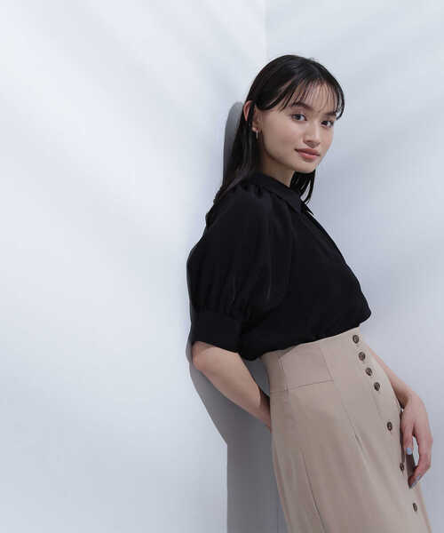 NATURAL BEAUTY BASIC(ナチュラルビューティーベーシック)の「◇シャツカラーボリュームスリーブブラウス(シャツ/ブラウス・レディース・ブラック/オフホワイト/ピンク・SMALL/MEDIUM)」の8枚目の写真