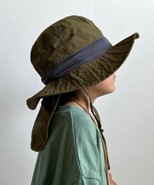 MAKE YOUR DAY（メイクユアデイ）の「日よけ付きナイロンハット（ハット・キッズ・カーキ/ラベンダー/ブルー・52/54/50/56）」の21枚目の写真