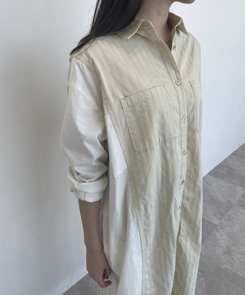 プリスティン 切り替えバックシャツタートルワンピース ナチュラル タックビブシャツワンピース KATO` GRANDMA MAMA DAUGHTER