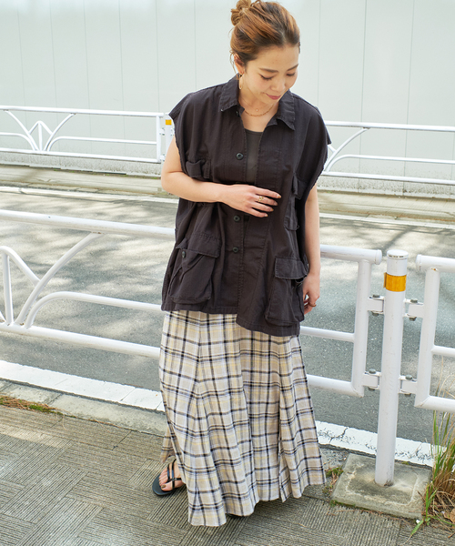 STOCKER POINT リネンコンチョレーススカート