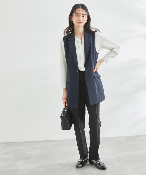 ROPE' PICNIC（ロペピクニック）の「白からの解放！多機能ブラウス/フロントタックゴールドバー付きブラウス（シャツ/ブラウス・レディース・ネイビー/ベージュ系その他/ホワイト・38）」の7枚目の写真