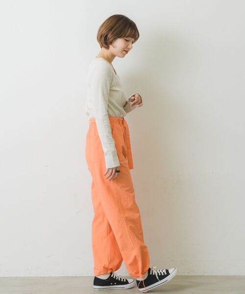 RETRO GIRL(レトロガール)の「スリット袖ボタンテレコTee(Tシャツ/カットソー・レディース・ブルー系その他3/オフホワイト/チャコールグレー/オレンジ・FREE)」の7枚目の写真