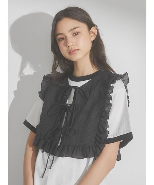 merry jenny（メリージェニー）の「スクエアシアーカラー（付け襟・レディース・ブラック/オフホワイト・FREE）」の10枚目の写真