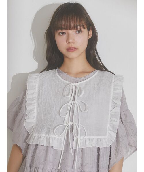 merry jenny（メリージェニー）の「スクエアシアーカラー（付け襟・レディース・ブラック/オフホワイト・FREE）」の2枚目の写真