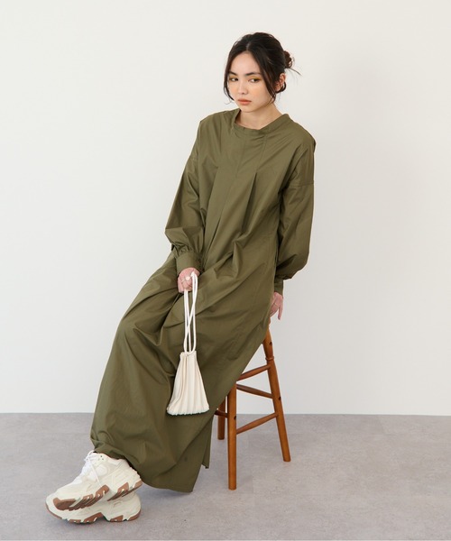 ECRIRE（エクリール）の「【nanaコラボ】前後2wayスタンドカラーシャツワンピース（シャツワンピース・レディース・ブラック/オフホワイト/カーキ/ピンク・M/L）」の7枚目の写真