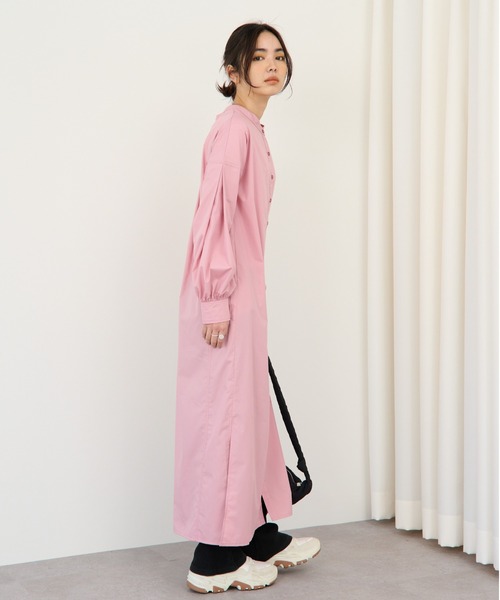 ECRIRE（エクリール）の「【nanaコラボ】前後2wayスタンドカラーシャツワンピース（シャツワンピース・レディース・ブラック/オフホワイト/カーキ/ピンク・M/L）」の8枚目の写真