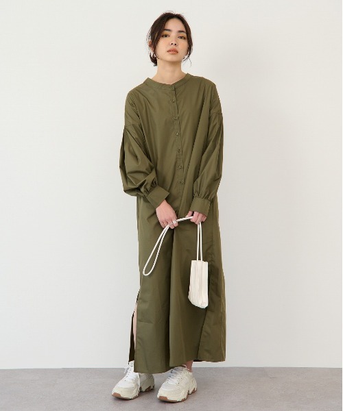 ECRIRE（エクリール）の「【nanaコラボ】前後2wayスタンドカラーシャツワンピース（シャツワンピース・レディース・ブラック/オフホワイト/カーキ/ピンク・M/L）」の21枚目の写真