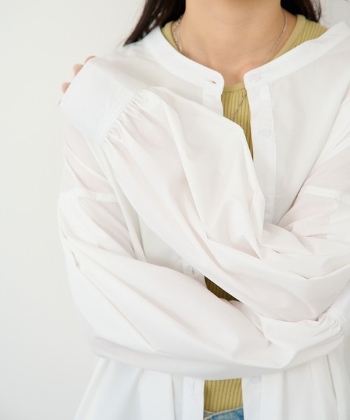 ECRIRE（エクリール）の「【nanaコラボ】前後2wayスタンドカラーシャツワンピース（シャツワンピース・レディース・ブラック/オフホワイト/カーキ/ピンク・M/L）」の12枚目の写真