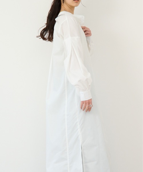 ECRIRE（エクリール）の「【nanaコラボ】前後2wayスタンドカラーシャツワンピース（シャツワンピース・レディース・ブラック/オフホワイト/カーキ/ピンク・M/L）」の13枚目の写真